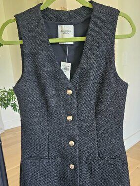 Abercrombie & Fitch black dress with gold buttons NWT
